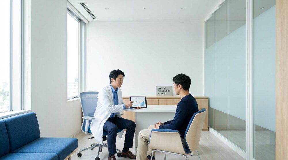 清潔なクリニックでカウンセリングを受けている様子