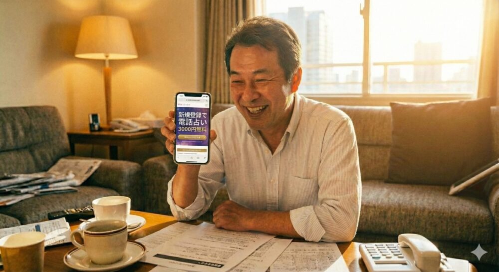 無料クーポン微笑むおっちゃん